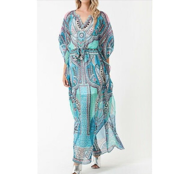 silk kaftan maxi dress